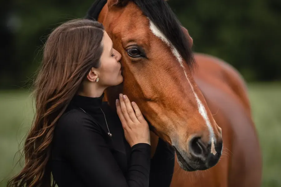 Frau mit Pferd — nachher, in meinem Stil bearbeitet