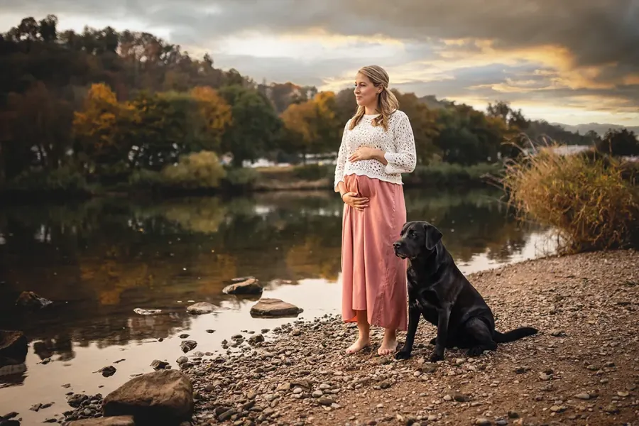 Labrador und Schwangere — nachher, in meinem Stil bearbeitet