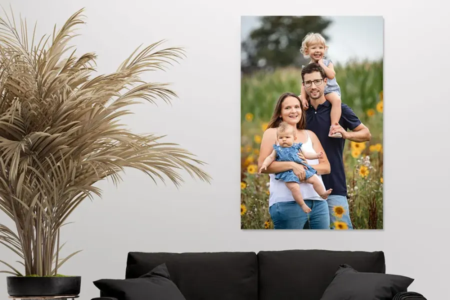 Familienfoto als Wandbild auf Leinwand und Alu-Dibond